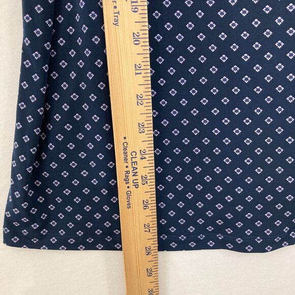New Liz Claiborne size XXL Navy Geometric V Neck Flutter Sleeve Stretch Blouse - Picture 5 of 10